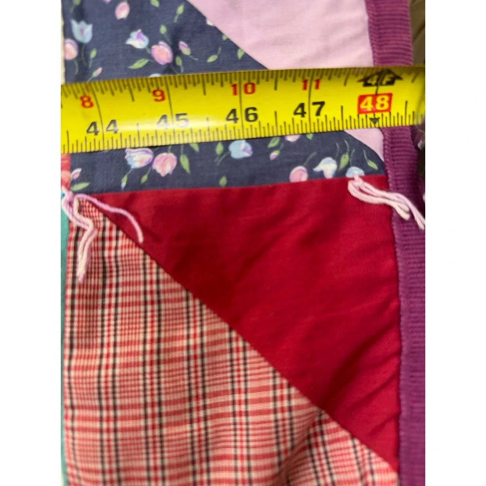 Vintage Handmade Patchwork Quilt Triangle Pattern Corduroy Back 55x48